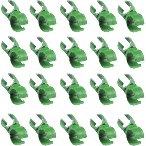 20 Pièces Attaches pour Plantes Réglables - Fixation Tuteurs Jardin - Accessoires Supports Plantes Grimpantes - Pinces Universelles Pivotantes - Pour Jardins, Vergers, Cages à Tomates - Vert - 11 mm (1/5)