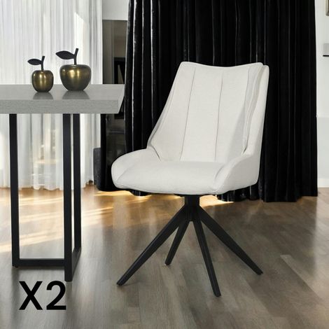 Chaise blanche pivotante en velours texturé (lot de 2) IENA (1/5)
