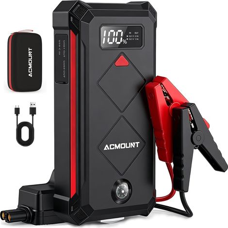 7000A 23800mAh Booster Batterie Voiture, Démarreur Batterie Voiture (Jusqu'à 10.0L Diesel ou 12.0L Gaz) Jump Starter 12V Booster Batterie avec Pinces Intelligentes, LED 3 Modes (1/5)