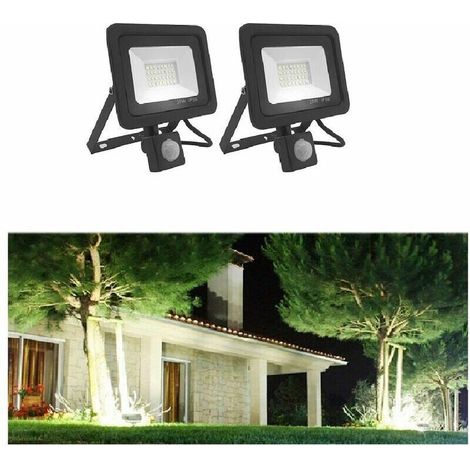 2er-Pack 30-W-LED-Fluter mit Bewegungsmelder, 2700 lm, 6000 K, IP66 wasserdicht, LED-Außenfluter