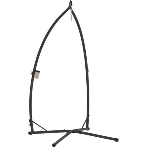 Hammock Chair Stand Only, Hanging Chair Stand with X-Shape Base, Heavy Duty Steel Single Hammock Egg Swing Frame for Indoor Outdoor, 150 KG Load Capacity Black