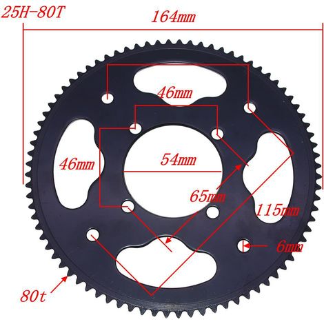 Pièces pour moto tout-terrain, frein à tambour, pignon arrière, plateau 25H-80T, diamètre intérieur 54 mm, entraxe 65 mm. (1/5)