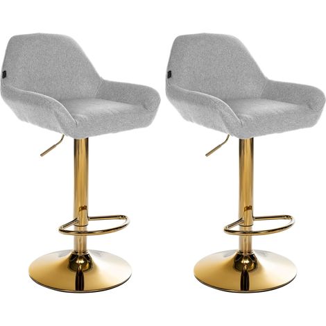2er Set Barhocker Braga Gold Stoff grau
