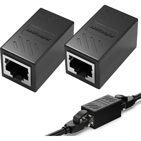 2 Packs Coupleurs Ethernet, Raccord RJ45 Femelle Femelle, Coupleur RJ45 Haute Vitesse Jusqu'à 10 Gbps, Connecteur Plaqué Nickel pour Extension de Internet Compatible avec Câbles Cat7/Cat6/Cat5e (2) (1/5)