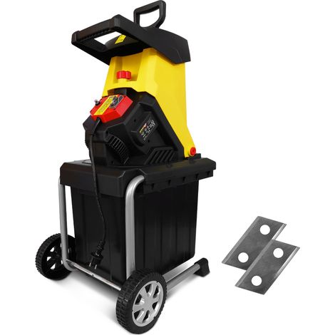 Gardeo Pro – Broyeur de végétaux électrique 2500W – Système de coupe à 2 couteaux – Diamètre de coupe max 40 mm – Bac récolteur 50 L intégré