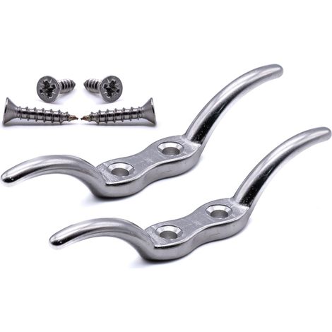 Set mit 2 Befestigungshaken für Fahnenleinen, aus rostfreiem Edelstahl 316 A4 (Marinequalität), für 66 mm Fahnenmastleine