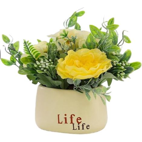 Bouquet de fleurs artificielles, fleurs en plastique longue durée, décoration intérieure Tea Language Jaune - Fleurs artificielles Life Pot (1/2)