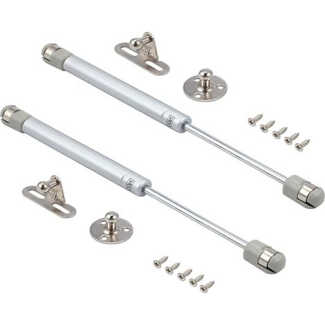 Ressorts à gaz 200 N, 2 charnières de porte d'armoire, ressort de levage, support de ressort à gaz, barre de maintien, compatible avec les armoires de cuisine, pression 100/200 N (200 N)