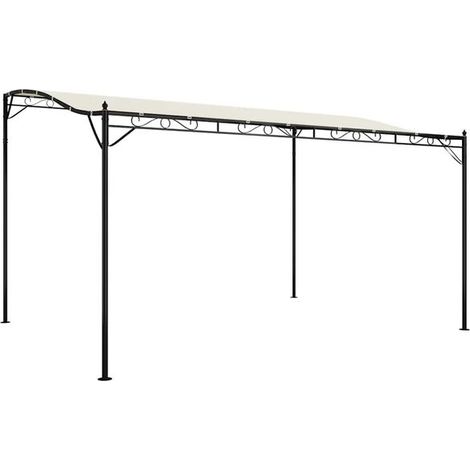 Auvent crème 4 x 3 m 180 g/m² tissu et acier - Auvent de terrasse protection solaire jardin extérieur résistant (1/5)