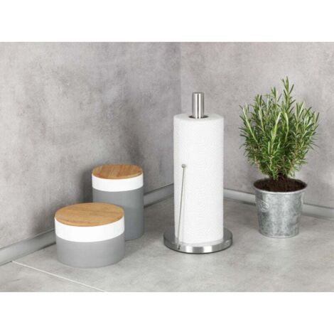 Porte Sopalin Clayton, Porte Essuie Tout vertical avec barre de maintien, acier inox, Ø 15x33 cm, argent mat (1/2)
