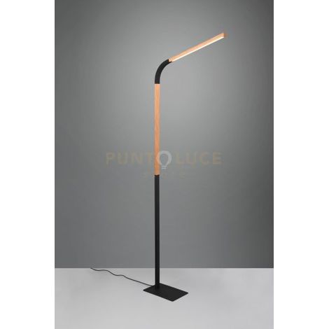 NORRIS PIANTANA LED 11W 1400lm, 3000K METALLO NERO E LEGNO FLESSIBILE CON REGOLAZIONE INTENSITA' H. 169,5CM