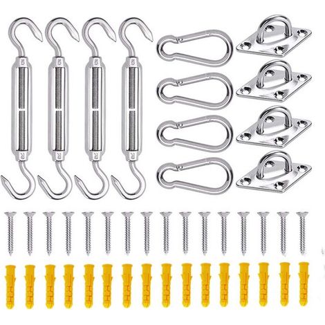 Kit de fixation en acier inoxydable M6 pour voile d'ombrage, compatible voiles triangulaires, carrées et rectangulaires (1/2)