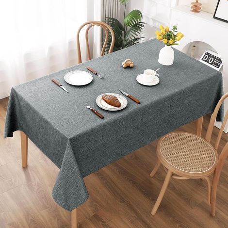 Nappe 140x300 cm aspect lin polyester, effet lotus imperméable résistant rayures, balcon/jardin/salon