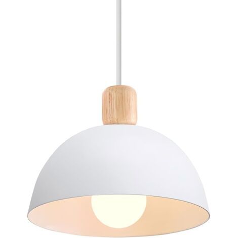 royaluxe- 20CM Lustre En Métal Vintage Suspension Luminaire Moderne Lampe À Suspension D'Intérieur Simple E27, Blanc Pour Restaurant Cuisine (1/5)