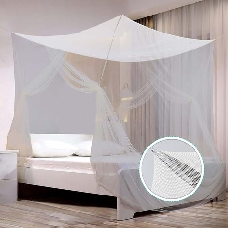 Moustiquaire de lit, couvre-lit cabine, moustiquaire blanche, grande housse universelle carrée simple et double, intérieur et extérieur 200x200x180 cm (1/5)