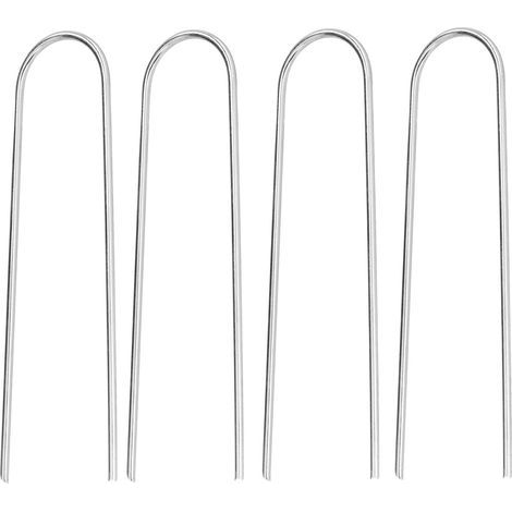 Lot de 4 piquets de jardin en forme de U, en acier inoxydable haute dureté, pour fixer votre pelouse.