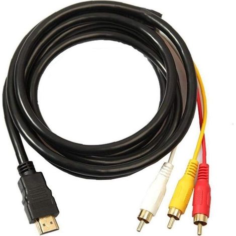 Câbles HDMI HDMI RCA 3 Câble HDMI Vers RCA Convertisseur Adaptateur Câble Cordon émetteur De Transmission à Sens Unique De HDMI 1,5m RCA DENUOTOP (1/4)