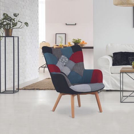 Fauteuil - HOME DECO FACTORY - Milano Patchwork - Confortable - Multicolore (1/10)