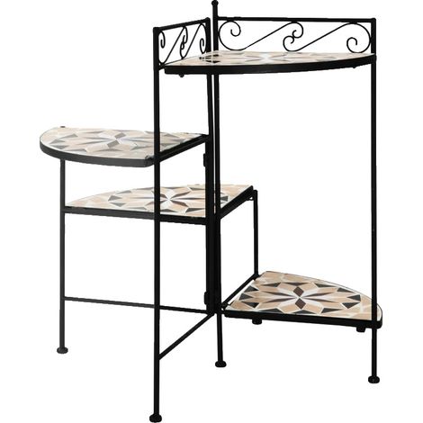 Escalier à fleurs, Cadre en métal, 64L x 64B x 72H cm, Charge maximale 15 kg, 4 étagères, Design pliable (1/5)
