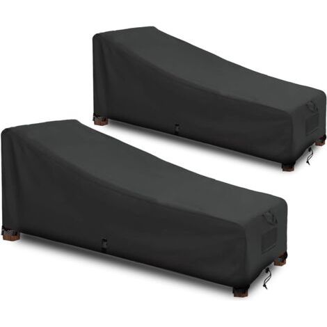Wasserdichte Liegenhusse Sonnenliegenabdeckung Oxford-Gewebe 420D Schwarz (208x76x79/41cm)-2 Stück (1/5)