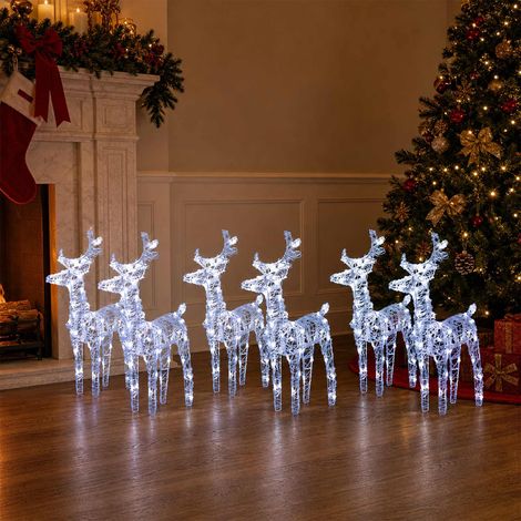 vidaXL Christmas Reindeers 6 pcs Cold White 240 LEDs Acrylic (1/5)