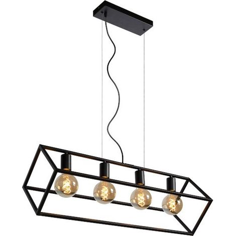 Lampe pendante moderne Fabian Noir à 4 lumières - 00425/04/30 (1/4)