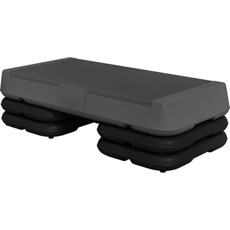 Stepper aérobic fitness hauteur réglable 3 niveaux 10/15/20 cm surface antidérapante plastique, gris (1/5)