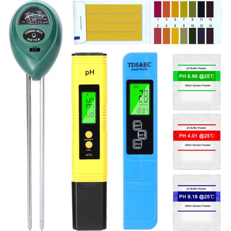 Testeur de pH professionnel TDS/EC – stylo testeur pour sol, pH, intensité lumineuse, kit multifonction pour jardin et eau (1/5)