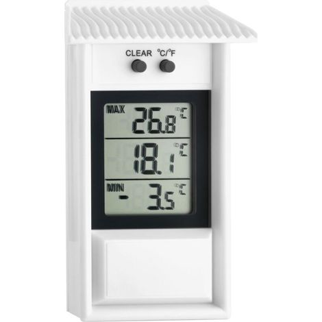 thermomètre numérique , 30.1053, résistant aux intempéries, utilisable à l'intérieur ou à l'extérieur, blanc (1/4)