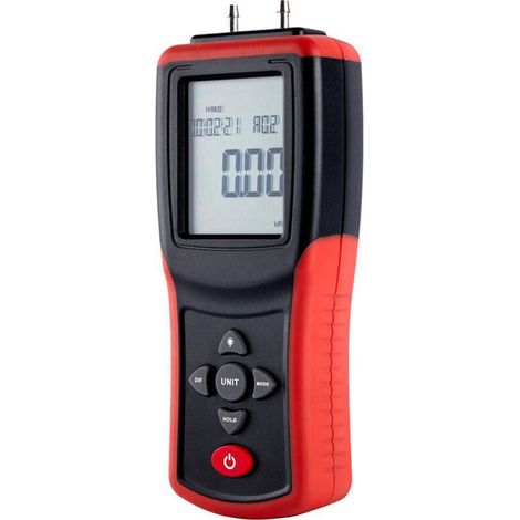 Digitales Handmanometer mit zwei Anschlüssen, 2,4-Zoll-LCD-Display, hoher Genauigkeit ±2 Psi, Differenzdruckmessgerät mit 12 Messeinheiten (1/5)