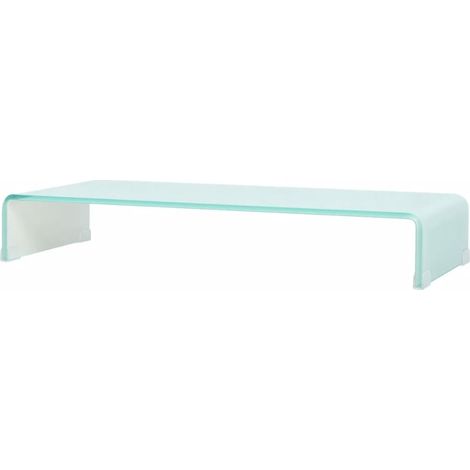 Mueble TV buffet TV diseño práctico televisión para monitor de 90 cm cristal blanco 2502252