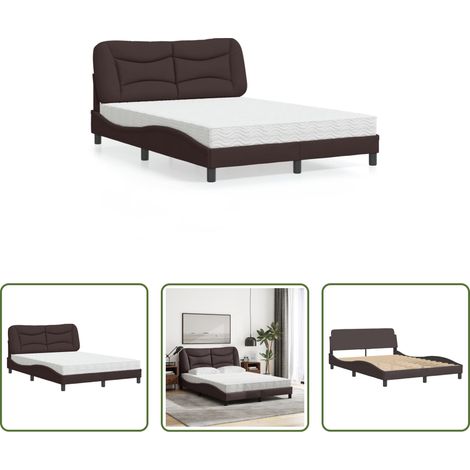 Matelas en mousse -  Lit avec matelas Hvar marron foncé 140x190 cm tissu (1/5)