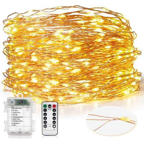 VURAHOME - Guirlande Lumineuse Pile, Guirlande Lumineuse Batterieexterieur Intérieures Imperméable Fil Cuivre Lumières Blanches Chaudes Pour Mariage Champêtre Noël Anniversaire (30M 300 Led) (1/5)