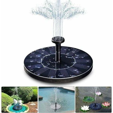 Odipie – Fontaine de jardin solaire 1,4 W – Hauteur maximale 70 cm – 4 buses pour effets variés – Pompe flottante pour bassin et bain d'oiseaux (1/3)