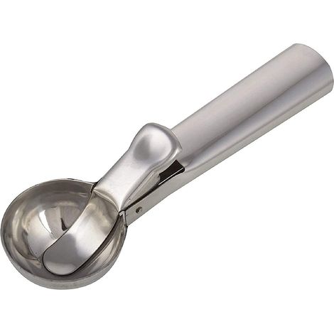 Eiskugelportionierer aus Edelstahl mit einfach zu bedienendem Auslöser, multifunktionaler Servierlöffel, silberfarben, 1 Stück. (1/5)