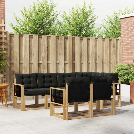 vidaXL Outdoor-Sofagarnitur mit Kissen 7 pcs Weiß und Schwarz (1/5)