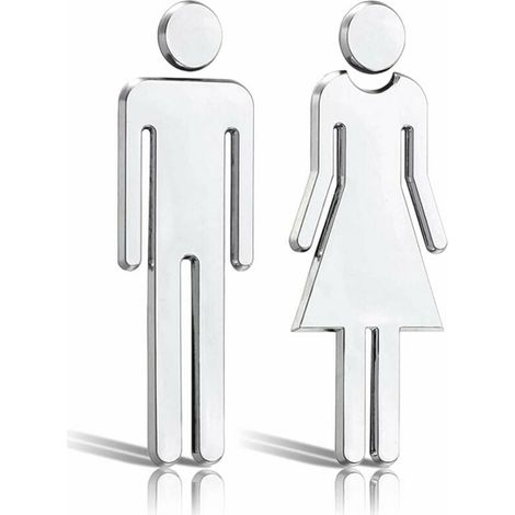 2 panneaux toilettes Homme/Femme, autocollants ABS, adhésif 3M, pour salle de bain, hôtel, restaurant (1/5)