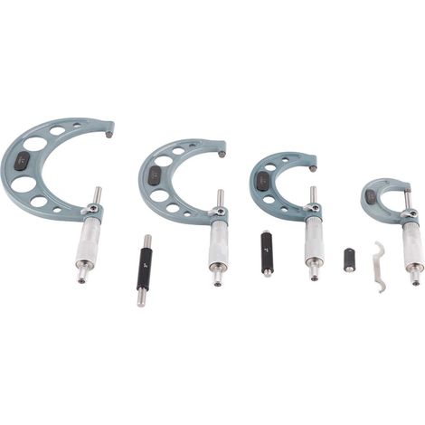 Micromètre impérial 0-4 pouces (4 pièces) pour diamètre extérieur, outil de mesure de haute précision avec clé (1/5)