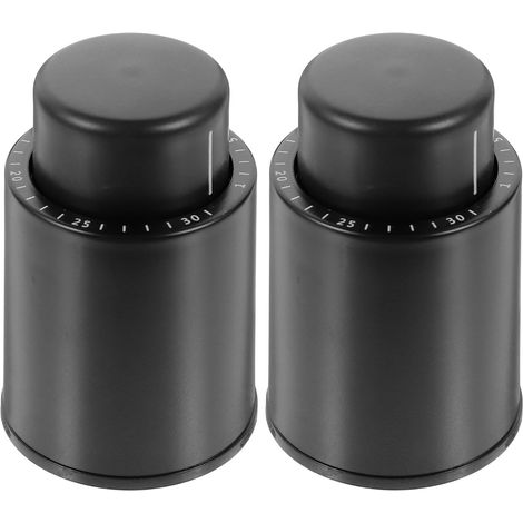 Bouchon de Scellage pour Bouteille de Vin Pompe à Vide Rotative, Plastique Noir, Maintien de Fraîcheur Plus de 7 Jours, Lot de 2 Pièces pour Conservation Optimale (1/5)