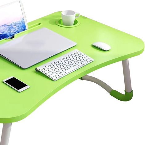 Laptop-Betttisch, Boden-Couchtisch fürs Schlafzimmer, kleiner Kinderschreibtisch mit apfelgrünem Becherhalter (Sonderanfertigung) (1/5)
