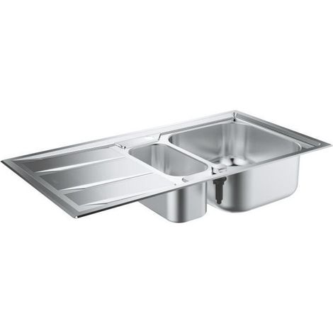 GROHE Evier inox K400 60-S 1,5 bac avec egouttoir Lxl: 983x513mm (1/5)