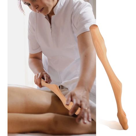 Bâton de roulage en bois de hêtre de 53,5 cm, peut être utilisé pour rouler, gratter et pratiquer le gua sha (grattage). (1/5)