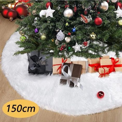 Jupe de Sapin de Noël Blanc 150cm Tapis de Sapin en Peluche, Couvre-Pied de Sapin pour la Fête de Noël du Nouvel an Maison (1/4)