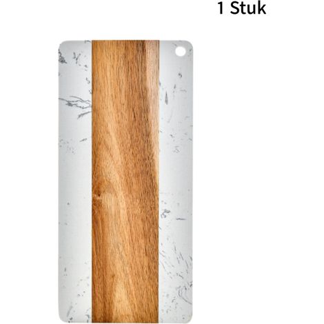 Planche à découper rectangulaire double face en marbre et bois d'acacia 30 x 15 cm résistante et antibactérienne pour viande légumes et fruits (1/5)