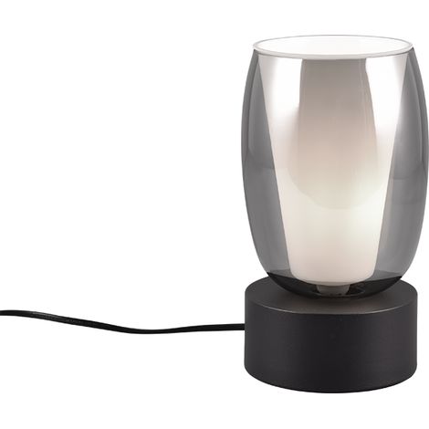 Lampe à poser noir mat et verre fumé culot E14 - Trio Select - Barret (1/2)