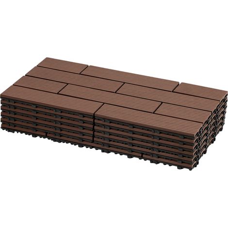 Wolketon Piastrelle da esterno WPC 30x60 cm 6 pezzi 1 m², marrone rossastro, a incastro (1/5)
