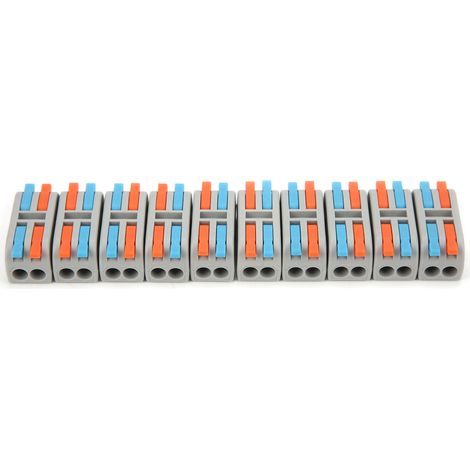 10 pièces connecteur bornier à levier compact 2 entrées 2 sorties pour câble électrique, raccord rapide éclairage 250V (1/5)