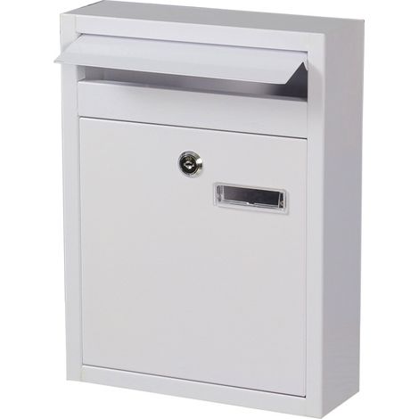 Boîte aux Lettres Individuelle en Acier, 32x24x 8CM Blanc (1/3)