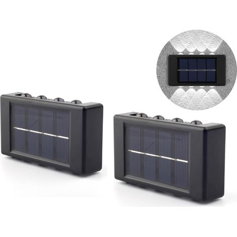 Lot de 2 lampes solaires à 8 LED pour jardin extérieur, projecteur solaire à double faisceau, étanches. (1/5)