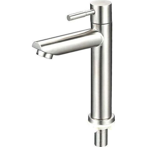 Robinet de salle de bain moderne, robinet de lavabo, robinet de lavabo monocommande avec bec de 150 mm de hauteur, robinet de lavabo monocommande carré, chrome poli (1/3)